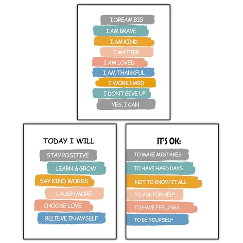 Amazon.com: 3PCS Kids Wall Art - Affirmations Poster for Kids ...