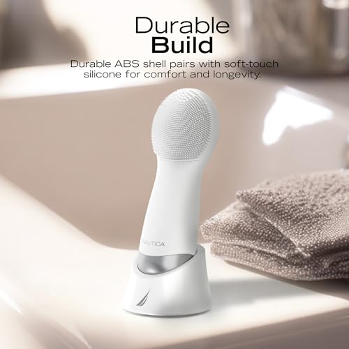 Nautica PC130 Sonic Facial Cleansing Brush Made with Ultra Hygienic Soft Silicone, Waterproof and Rechargeable Face Scrub Brush for Men & Women - (Milk) - Image 3