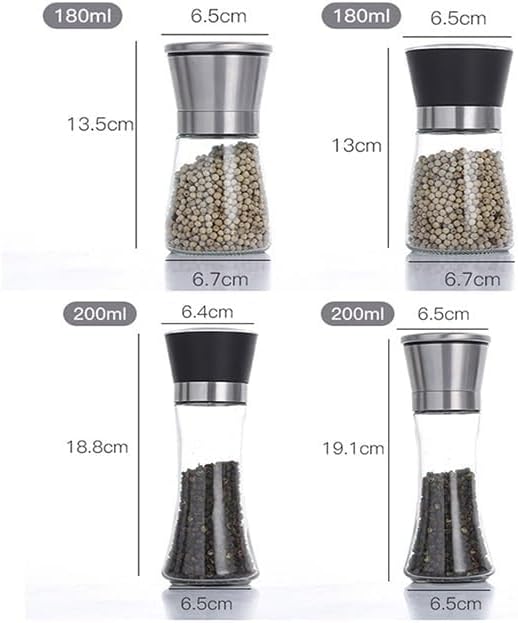 Pepper Grinder Salt Refillable Stainless Steel Adjustable Coarse Kitchen Spice(Plastic Cap 01)