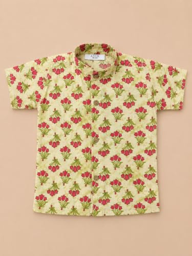 Image of A.T.U.N. (ALL THINGS UBER NICE) Boys 100% Cotton Printed Shirt | Half Sleeve Smart Casual Shirt for Kids | Soft Breathable Button Placket Top for Boys
