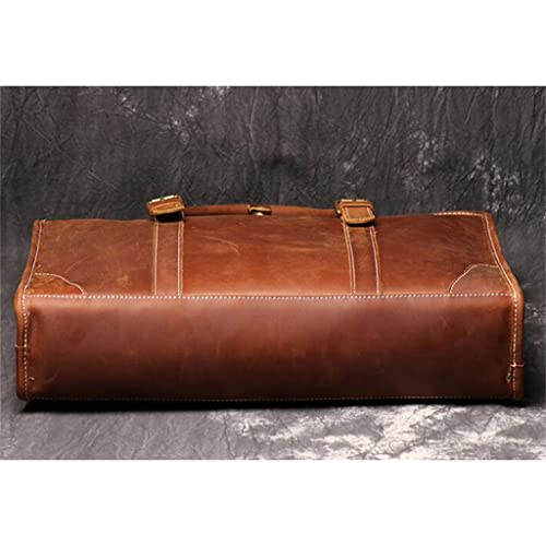 Genuine Leather Handheld Men's Briefcase Shoulder File Bag Handmade Cross Computer Bag4