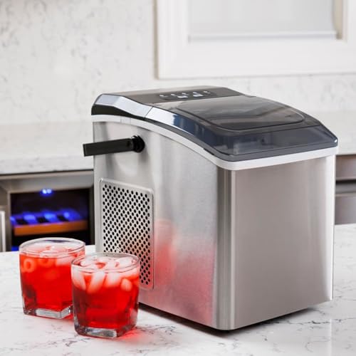 Image of Koolatron Countertop Ice Maker - Maquina para Hacer Hielo en Casa, Nugget Ice Maker Makes 9 Pebble in 6 Mins, Portable Self‑Cleaning Ice Machine, 26 Lbs /Day, Stainless Steel
