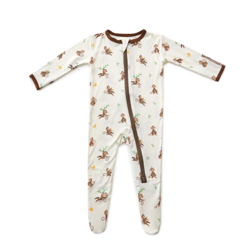 Image of Bamboo Little Soft Baby Footie Pajamas, Baby Clothes, Newborn Sleepers, 95% Viscose and 5% Spandex, 0-24 Months