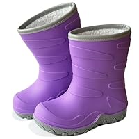 Greentiming Toddler Winter Rain Boots, Insulated Waterproof Kids Snow Boots Fleece Lined Cozy Insulated Boot for Boys Girls, Purple Size 12