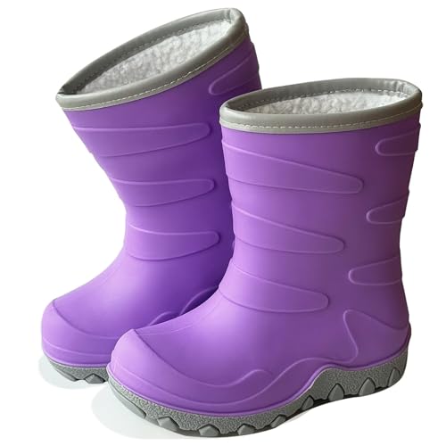 Toddler Winter Rain Boots, Insulated Waterproof Kids Snow Boots Fleece Lined Cozy Insulated Boot for Boys Girls