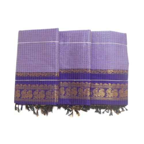 Image of Pure Kalyani Cotton Saree | Zari Border & Blouse Piece - Lata Gadwal Design | Traditional Saree