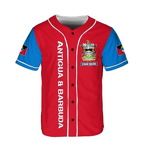 Leeprints Personalized Antigua and Barbuda Jersey, Antiguan and Barbudan Soccer Shirt Baseball Antigua and Barbuda Pride Flag miniatura 2
