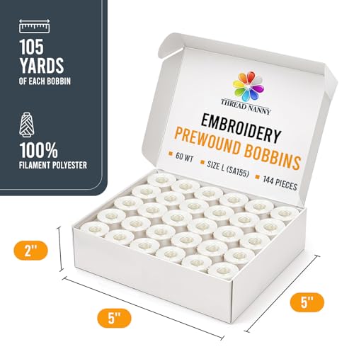 ThreadNanny 144 piezas hilo polyester blanco bobinas tamaño L miniatura 2