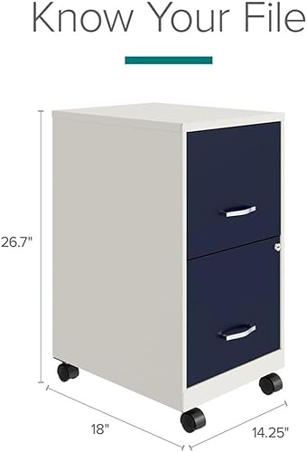 Vista 32 de UrbanPro Archivador vertical móvil de metal moderno inteligente de 18" con 2 cajones en blanco Blanco perla