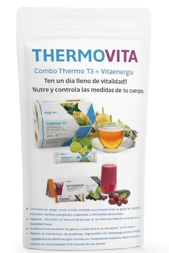 Thermo T3 - Vitaenergia mezcla de té Verde y productos termogenicos que transforman la grasa en energía, Nutren y controlan medidas perder peso 56 sticks (280, Limón con Maiz Morado)