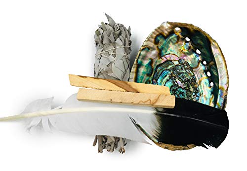 Feather Fanning Kit With Abalone Shell, Medium California White Sage, And Palo Santo #TOP7