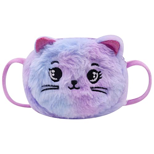 Image of Girls Fluffy Crossbody Purse Fuzzy Cat Crossbody Bag Cute Animal Tie Dye Purse Plush Shoulder Bag Coin Purse Wallet