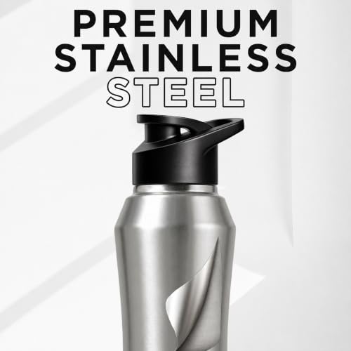 Image of Speedex Stainless Steel Water Bottle 1 Ltr, 1000 ml Metal Bottle For Daily, Office, School, Gym, Travel Use for Men, Women, Kids, Adults-Leak Proof Sipper Cap, BIS Approved, Silver, Set of 2