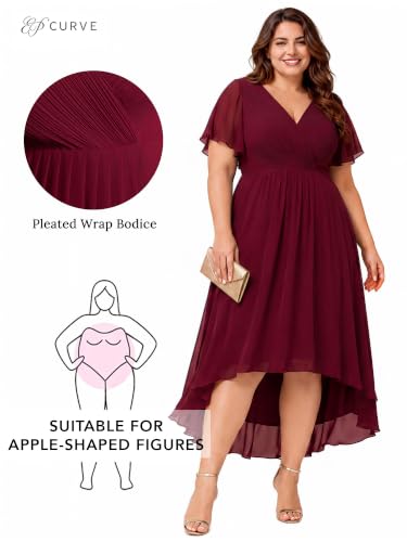 Image of Ever-Pretty Plus Women's Chiffon Midi Plus Size Formal Wedding Guest Dress