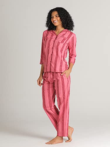 Image of Evolove Women's Cotton Full Sleeves Collared Night Suit Set /Top Pyjama Set Super Soft Comfortable (Nightsuit-Collar-FS-1)