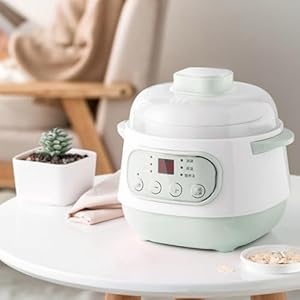 200W 1L Slow Cooker with Ceramic Interior Pot, Round Slow Cooker Mini Slow Cooker Pot Electric Slow Stew Cooker for Cooking (US Plug 110v)