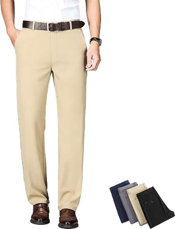 Gentyfit Mens Pants, TimelessFlex - Men's High Stretch Straight Fit Pants, Silamone Stretch Pant, with Pockets