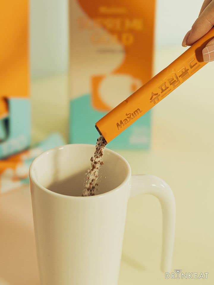 Miniatura 5 de Maxim Supreme Gold Coffee Mix - Paquetes de café instantáneo coreano con crema latte 100 palitos