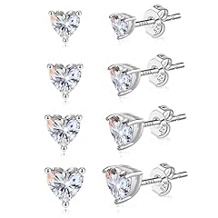 Silver 4 Pairs Heart