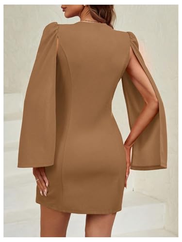 Image of Floerns Women's V Neck Double Breasted Cape Blazer Split Sleeve Elegant Blazer Dress