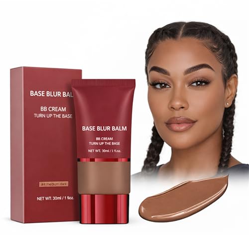 Full Coverage Foundation para Piel Grasa Blur Foundation con Acabado Soft Matte para Mujeres y Niñas Maquillaje de Larga Duración Base Blur Balm (Medium Dark)