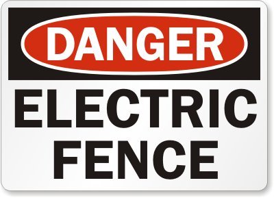 Panneau Danger Electric Fence en plastique 25,4x35,6 cm
