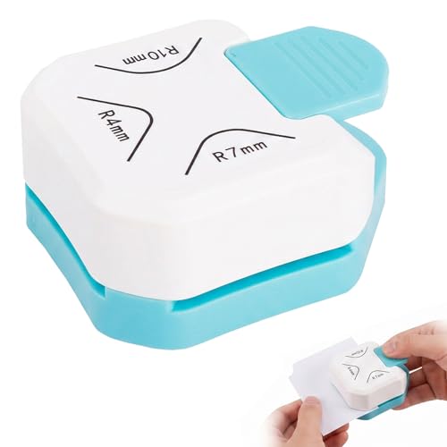 Redondeador de Esquinas 3 en 1, Troqueladora de Papel para Manualidades y Scrapbooking, Cortador de Esquinas con Radios de 4mm, 7mm y 10mm para Fotos, Tarjetas y Laminados, Blanco