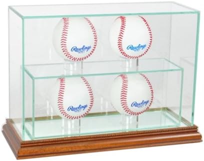 Perfect Cases 4UPBSB-W 4 Upright Baseball Display Case, Walnut