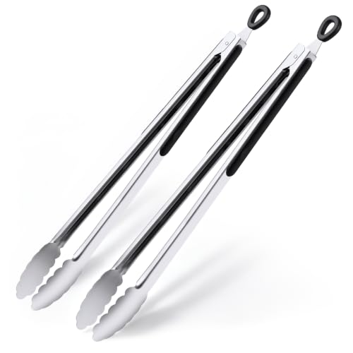 Grill Tongs 17 Inch Extra Long Kitchen Tongs Premium Stainless Steel Tongs for Cooking Grilling Barbecue/BBQ Buffet (17 2PCS)