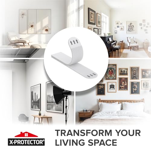 X-Protector Picture Hanging Strips - 20 Pairs Damage Free Picture Hangers - Self Adhesive Hangers Without Nails - Heavy Duty Wall Hanging Strips - Wall Sticky for Hanging Up to 15 LBS (Size M)