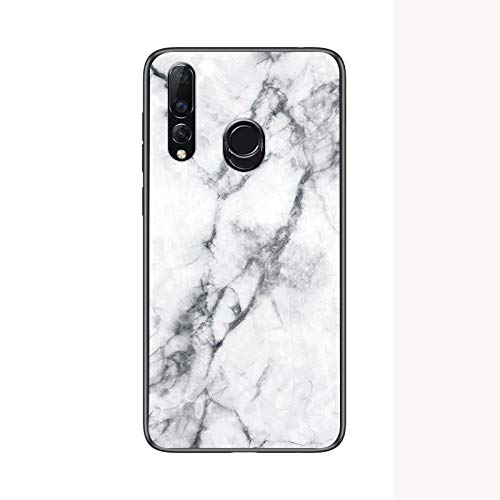 Jiajihua Cover Compatible with Huawei Enjoy 10s 4G 【PC Panel+Tempering Glass+TPU Silicone】 3 in 1 Shockproof Phone Case White