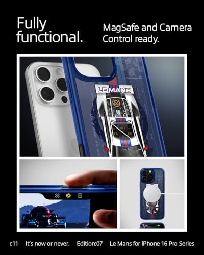 Image of Spigen Ultra Hybrid T MagFit Back Cover Case for iPhone 16 Pro, c11 Collection, MagSafe Compatible, Camera Control Covered, 3D Effect with Hexa-Layer Print - PC+TPU | Le Mans