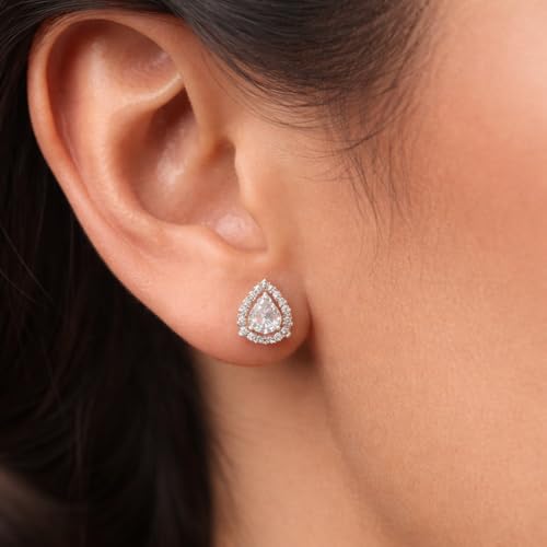 Image of 925 Sterling Silver Floral Cluster Stud Earrings for Women | Cubic Zirconia Flower Stud Earrings | Hypoallergenic Rhodium Plated Anti-Tarnish Lightweight Silver Jewellery | Daily Wear | Gift for Wife, Girlfriend, Mother, Sister | Birthday, Anniversary, Rakhi