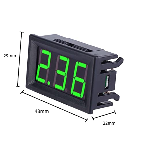 Amperemeter Digitales Gleichstrom Anzeigefeld mit zwei Kabeln 0-10A Digitaler Strommessgerät 0,56 Zoll mit Polaritätsschutzleitung(Grün)