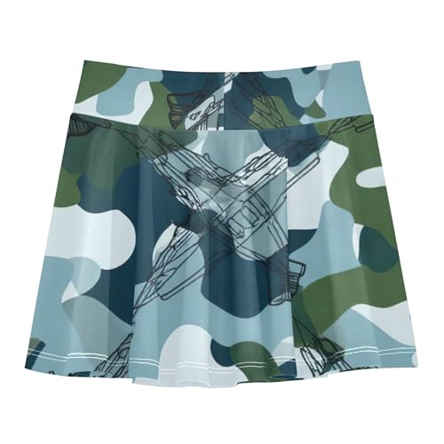 Toddlers Tennis Skirts Camouflage Arctic Blue Girls Skorts Athletic Shorts Cute Cheer Skirt 4t2