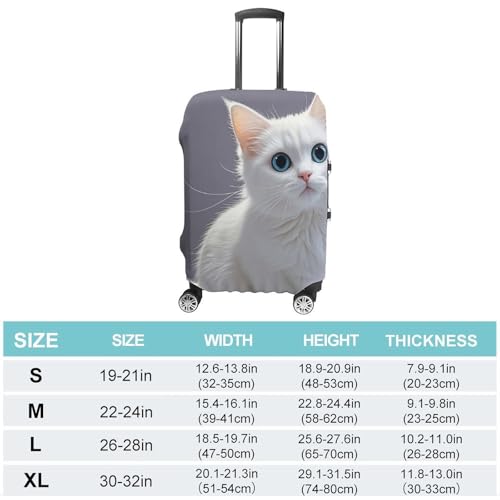 Carry on Luggage Cover White Cute Cat Suitcase Covers for Luggages Tsa Approved Travel Luggage Sleeve Protector Elastic Suitcase Protector Anti-Scratch Washable Fits 19-30 Inch Case -L2