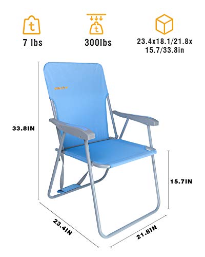 Image of #WEJOY High Back Seat Outdoor Lawn Concert Beach Folding Chair with Hard Arms Shoulder Strap Pocket for Adults Outdoor Camping Festival Sand, Supports 300 lbs