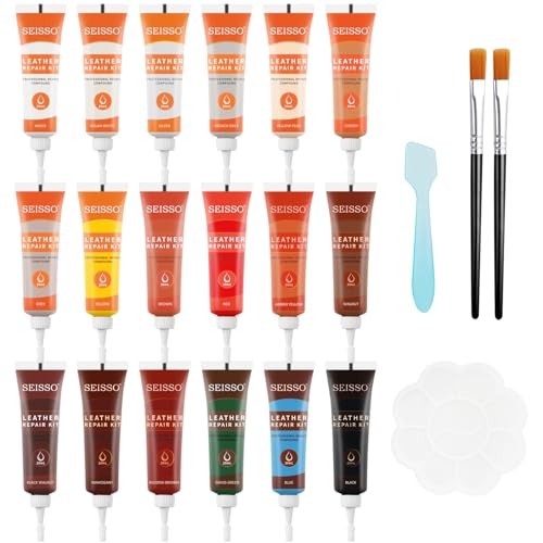 SEISSO Leder Reparatur Set 12 Farben Lederreparatursalbe lederpflege lederreparatur auto lederpflege kunstleder reparaturset geeignet für Sofas Schuhe Mäntel Autositze20ML