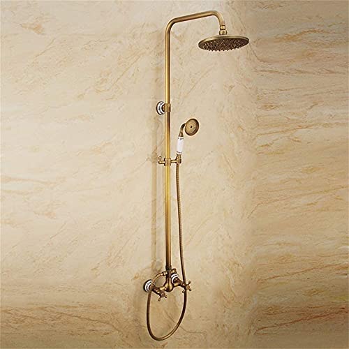 Colonne de douche laiton antique sans robinet pour remplacer une installation murale usée
