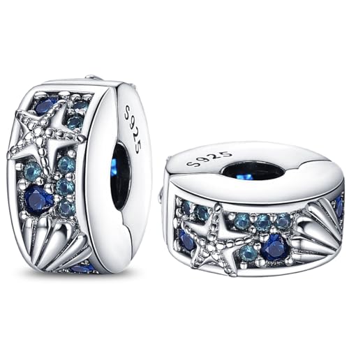 925 Sterling Silver Stopper Clip Charms for Bracelet Necklace Spacer Beads with 5A Cubic Zirconia Mother's Day Christmas DIY Gift for Women(2PCS)