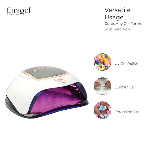 Image of Emigel Nail UV Lamp 300W | Fast Dryer for Nail Gel Polish | UV Nail Curing Lamp | Professional UV Nail Lamp 2 in 1 UV LED Lamp Dryer | Large Space for Both hands | For Salon & Home Use.