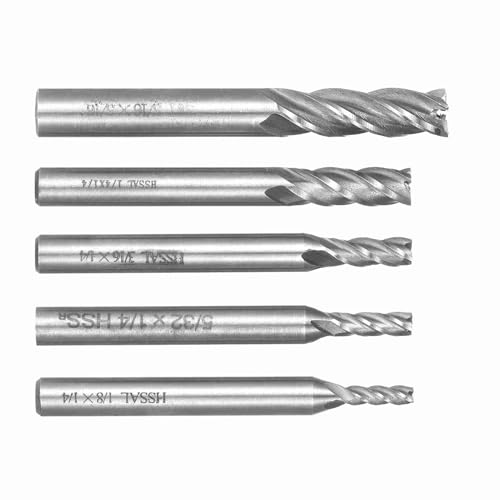 Image of End Mills, 12pcs End Mill Set End Mill with 5 Sizes for Woodworking Drilling Carving Engraving (5pcs)