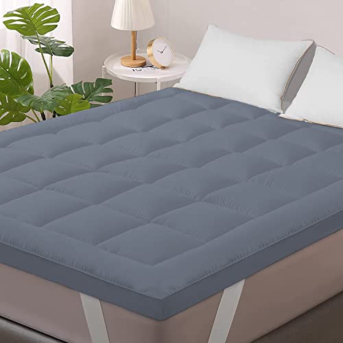 Image of 1200GSM Hollow Fibre Mattress Padding /Topper Dark Blue for Twin Bed-48 Inch X 72 Inch