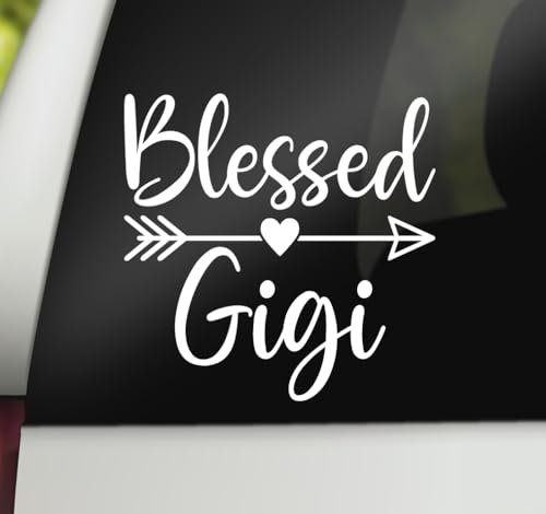Image of Blessed Gigi Decal | Grandma Vinyl Car Bumper Sticker for Window Laptop Tumbler | 5 inch x 5 inch Size White | Made in USA