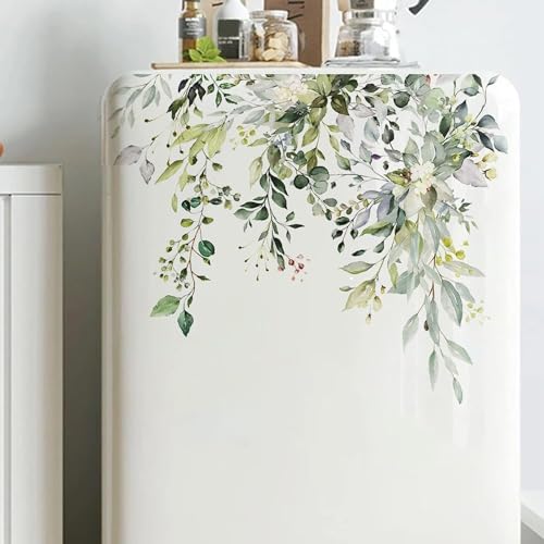 WC-Sitzdeckel-Aufkleber, Motiv: grüne Pflanzen, Blätter, Blumen, abnehmbar, wasserdicht, für Badezimmer, Spülkasten, Dekoration, grünes Blatt, Blumendeckel, 30 x 24,9 cm