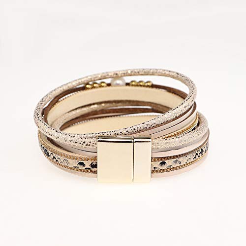 Suyi Leather Bracelet for Women Leopard Multilayer Wrap Bracelet Boho Birthday Gift4
