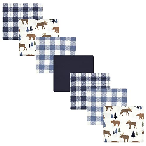 Image of Hudson Baby Unisex Baby Cotton Flannel Receiving Blankets Bundle, Moose Bear, One Size