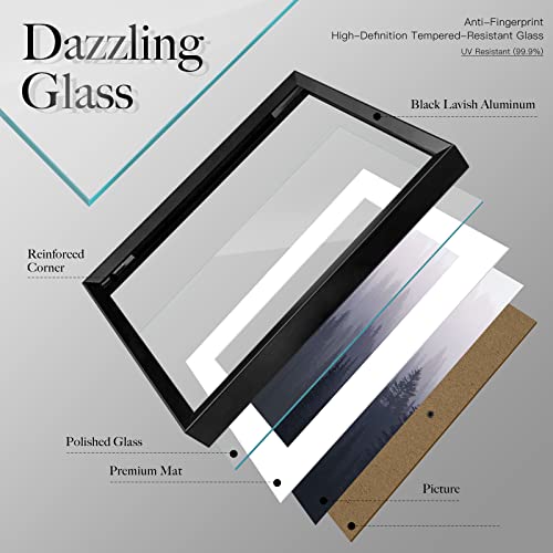 Image of VCK 5x7 Metal Black Picture Frames with Mat for 4x6 Photo or 5x7 without Mat, Aluminum Photo Frame with Tempered Real Glass, Tabletop or Wall Hanging