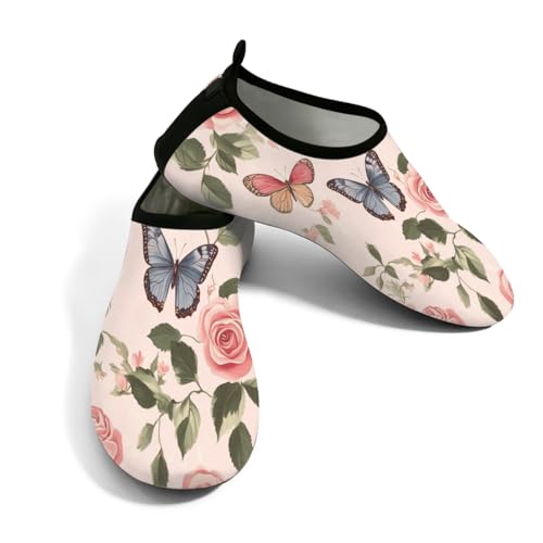 Zapatos deportivos acuáticos rosa mariposas para playa y natación de hombre y mujer