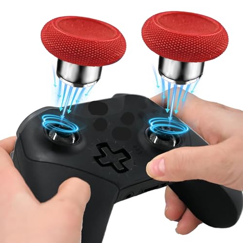 Image of 2 in 1 Short Metal Thumbsticks Replacement for Elite Series 2 Core Controllers, Replacement Thumbsticks for Xbox Elite Series 2 Controllers(Red)